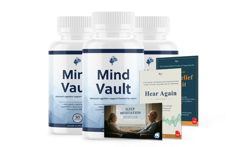Mind Vault 3-bottle package with bonus eBooks for cognitive support